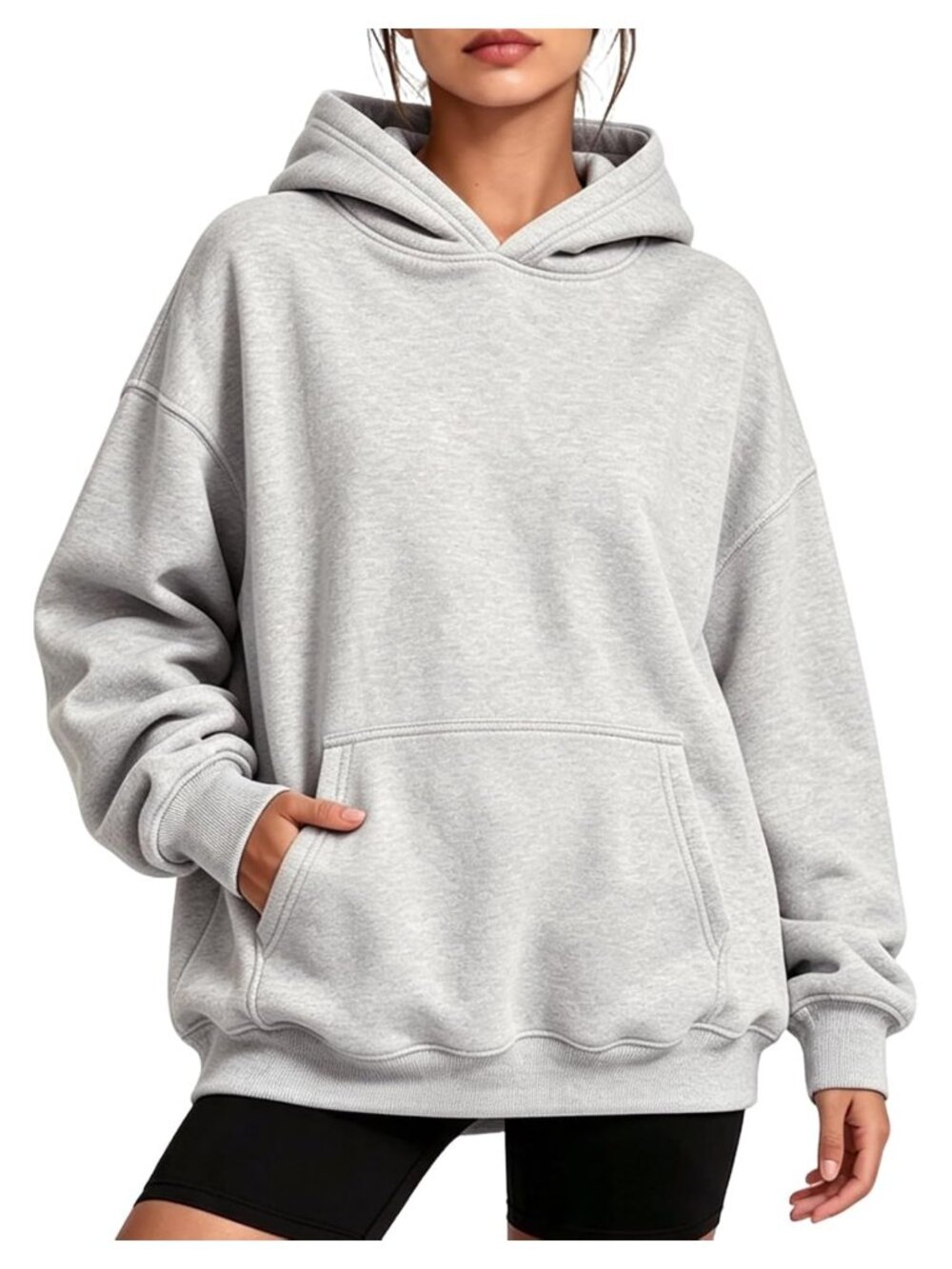 Oversized Fleece Hoodie 50% Cotton 50% Polyester Pullover Kangaroo Pocket